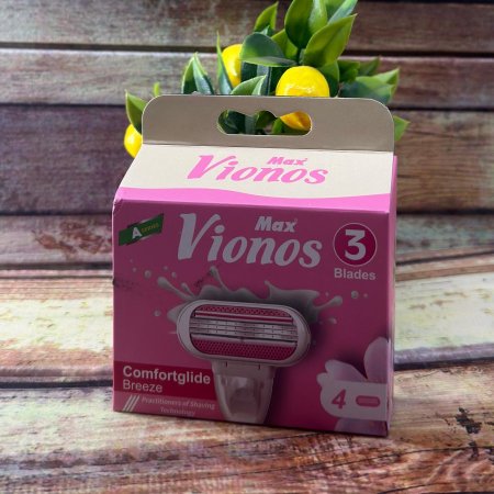 غيار vionos علبة 4 شفرات زهري