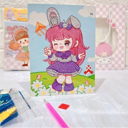 لوحة رسم ماسي مع كيس خرز وأداة تثبيت الخرز