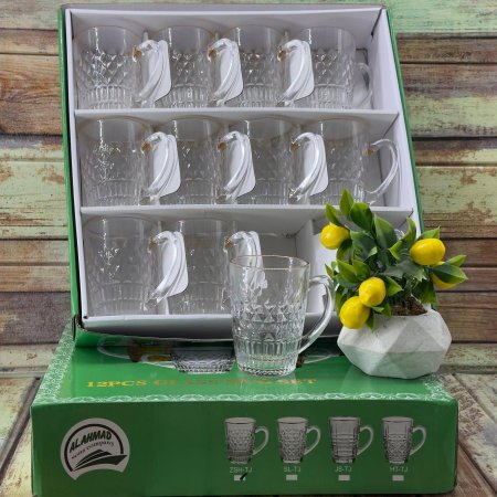 طقم كاسات شاي مع يد 12 قطعة