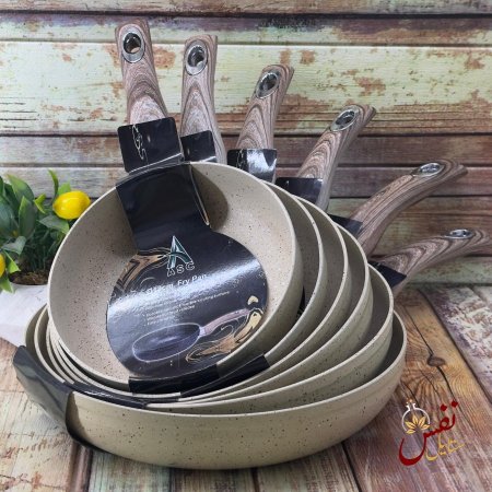 قلايات جرانيت 6 احجام لون بيج