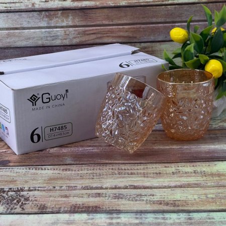 طقم كاسات عسلي ثقيل 6 كاسات