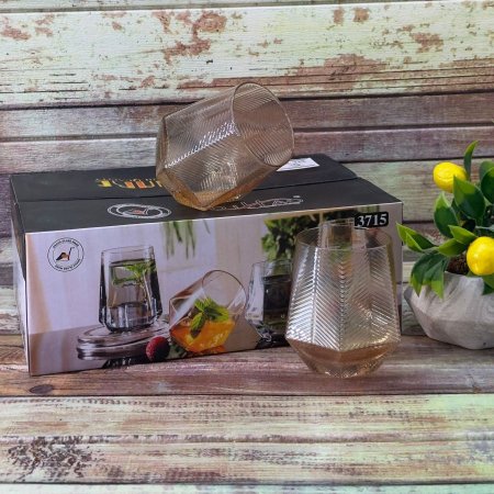 طقم كاسات عسلي سداسي 6 كاسات