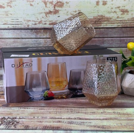 طقم كاسات عسلي سداسي 6 كاسات