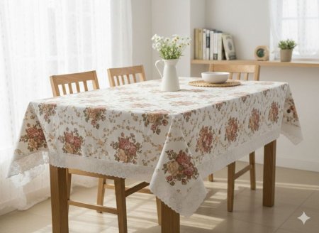 مفرش طاولة مبطن أطراف دانتيل مقاس 140*180