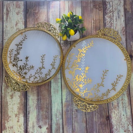 طقم صواني قطعتين دائري