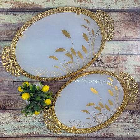 طقم صواني بيضاوي قطعتين