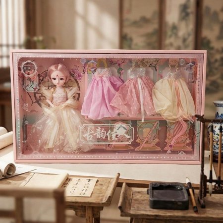 لعبة عروس مع فساتين