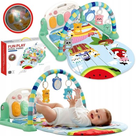 فرشة لعب للأطفال مع بيانو قدم موسيقي وقوس ألعاب معلق