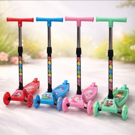 سكوتر بثلاث عجلات قابلة للتعديل ومزودة بعجلات LED مضيئة