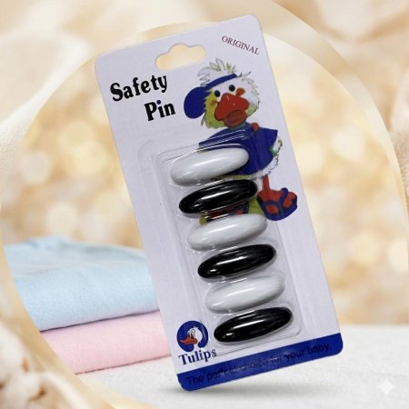 دبوس منديل ابيض واسود كرت 6 قطع