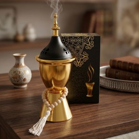 مبخرة معدن ذهبي واسود