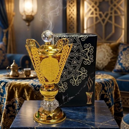 مبخرة معدن ذهبي مع كريستال