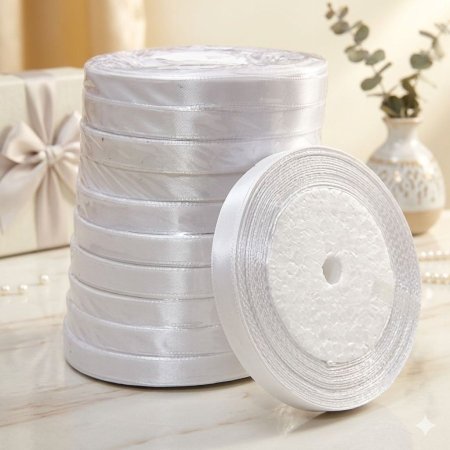 شبر ساتان 1cm طول 25 يارد ابيض