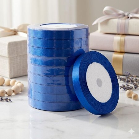 شبر ساتان 1cm طول 25 يارد ازرق