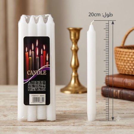 (8 قطع) شمع ابيض طول 20 cm قطر 1.8 cm 