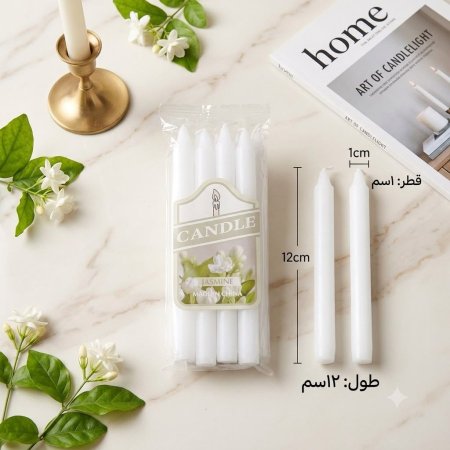 علبة (8 قطع) شمع ابيض ارتفاع 12 cm