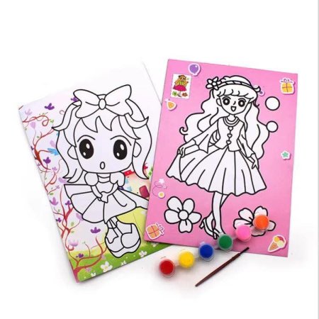 لوحة حجم A4 مع الوان مائية وريشة