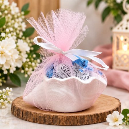 توزيعات صدفه مع حلو مغلف جاهز