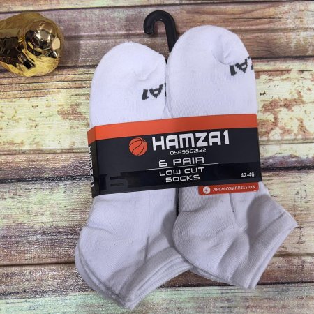 جراب ساق قصير مجموعة 6 ازواج ابيض